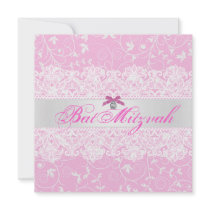 Pink & White Lace Bat Mitzvah Birthday Invite