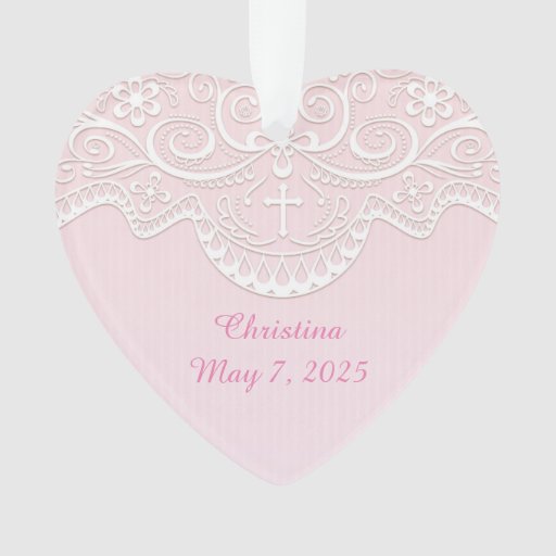 pink white lace religious ornament zazzle pink white lace religious ornament zazzle