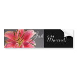 Pink &amp; White Lily Wedding Bumper Sticker