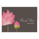 Pink white lotus flower modern gray thank you note card