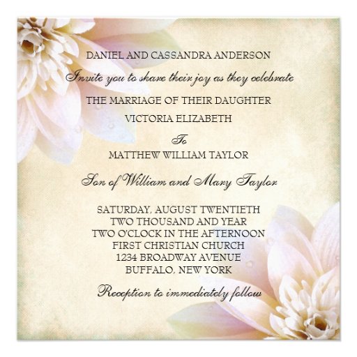 Pink White Lotus Flower Wedding Custom Invitation