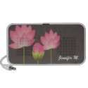 Pink white lotus flowers modern gray your name doodle