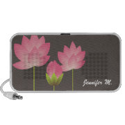Pink white lotus flowers modern gray your name doodle