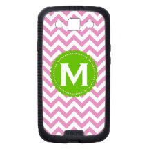 Pink White Monogram Chevron Pattern Samsung Galaxy SIII Cover