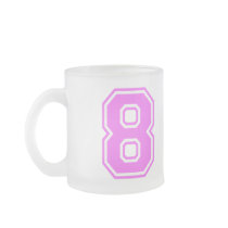 PINK & WHITE NUMBER 8 mugs by dgpaulart PINK & WHITE NUMBER 8 mugs