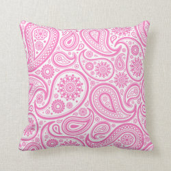 Pink White Paisley Floral Pillow