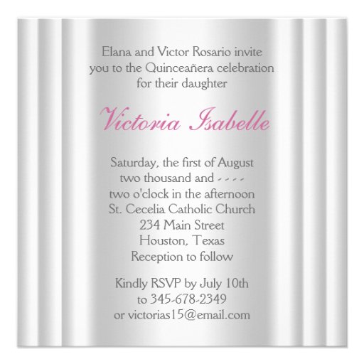 Pink White Photo Quinceanera Personalized Announcement