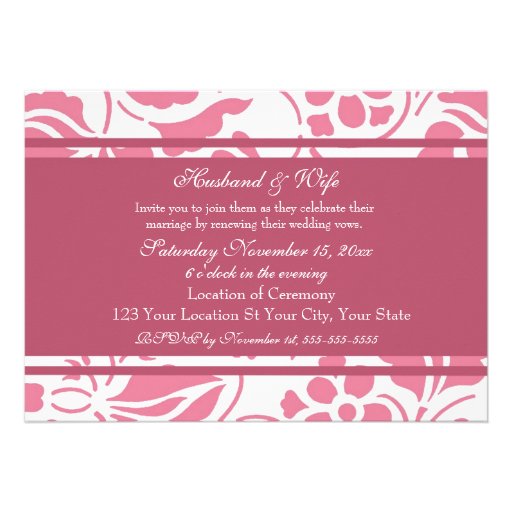 Pink & White Photo Wedding Vow Renewal Invitations
