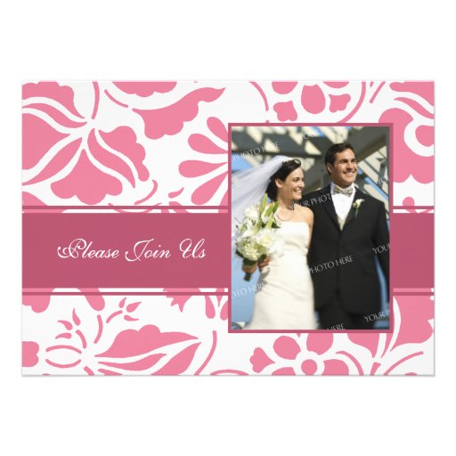 Pink & White Photo Wedding Vow Renewal Invitations (front side)
