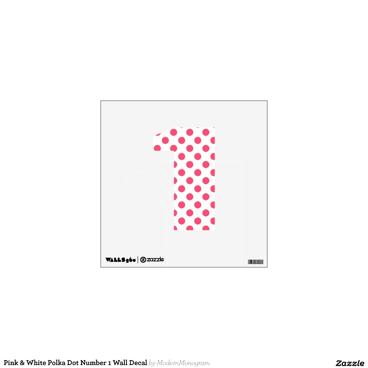 Pink & White Polka Dot Number 1 Wall Decal | Zazzle
