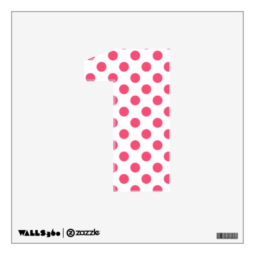 Pink & White Polka Dot Number 1 Wall Decal | Zazzle