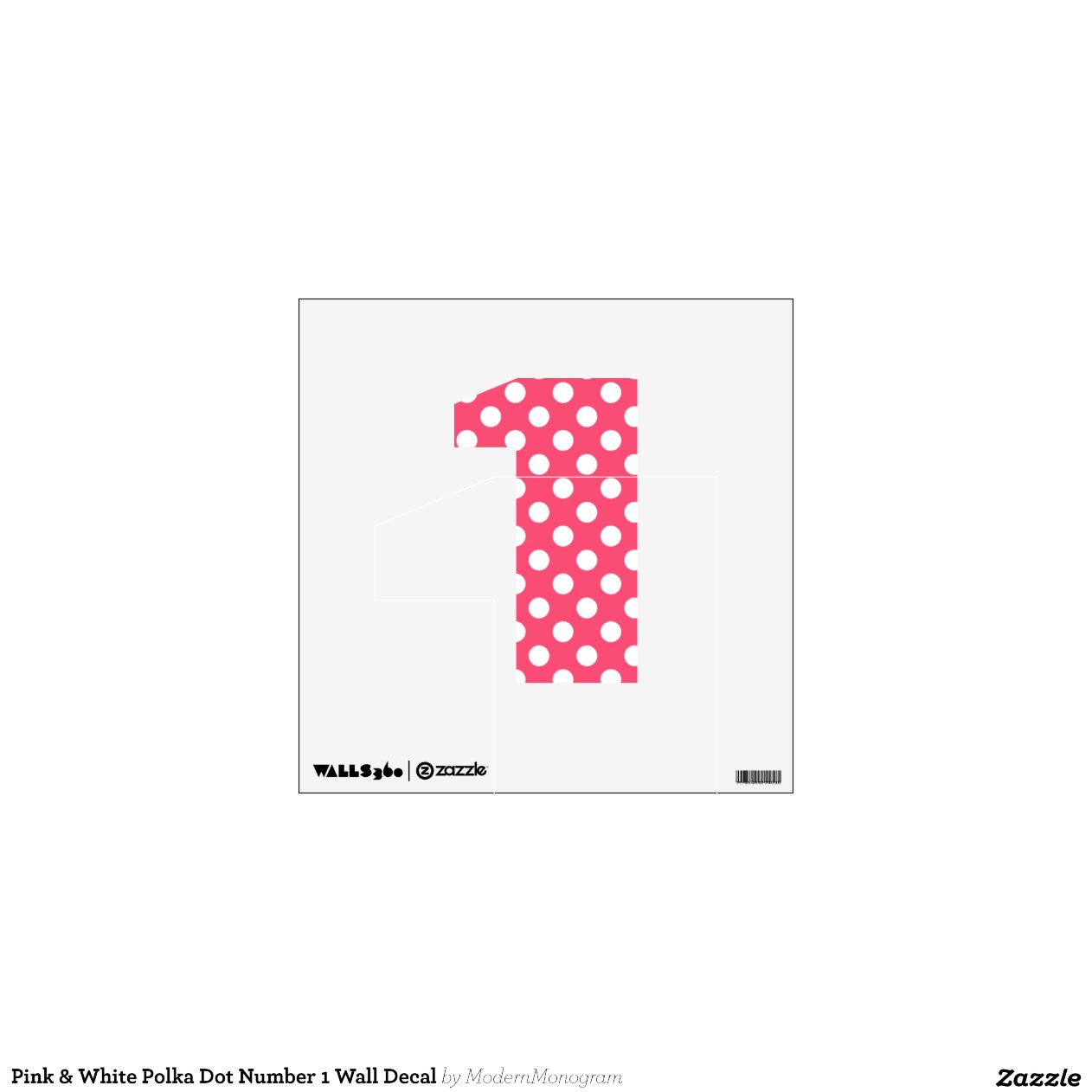 Pink & White Polka Dot Number 1 Wall Decal | Zazzle
