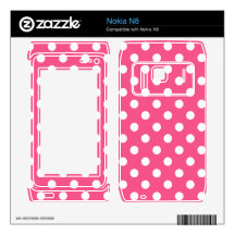 Pink white polka dots decal for the nokia n8