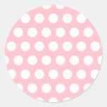 Pink & White Polka Dots Round Sticker