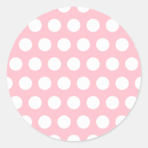 Pink & White Polka Dots Round Sticker