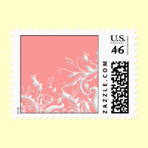 Pink & White Postage Stamp stamps
