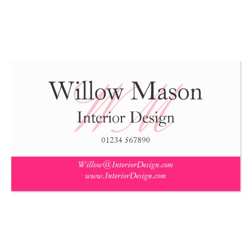 Pink & White Professional Business Card (front side)