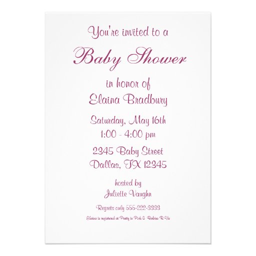 Pink White Ribbon Baby Girl Shower Invitation