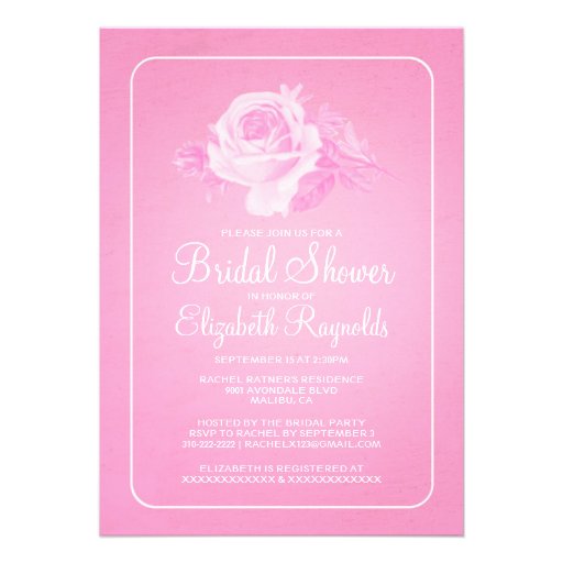 Pink White Rustic Floral Bridal Shower Invitations