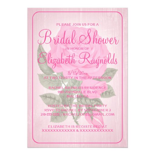 Pink White Rustic Floral Bridal Shower Invitations