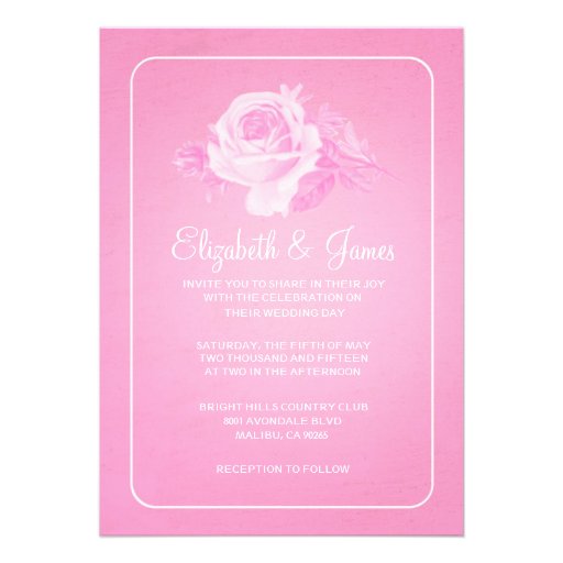 Pink White Rustic Floral/Flower Wedding Invitation