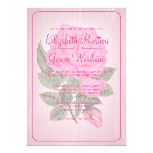 Pink & White Rustic Floral Wedding Invitations