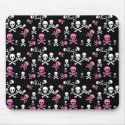 Pink & White Skull & Crossbones Black mousepads by JuJuGarden Pink & White Skull & Crossbones Black mousepads