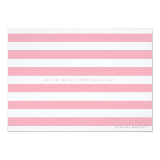 Pink & White Stripe Baby Girl Shower with Gold Custom Invitation