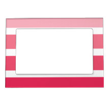 Pink White Stripes Pattern Magnetic Picture Frames