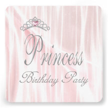 Pink White Tiara Girls Princess Birthday Party Invites
