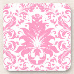 Pink & White Vintage Floral Damasks 2 Beverage Coasters
