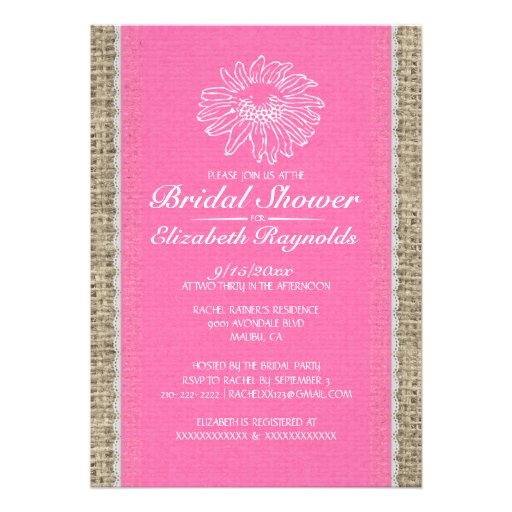 Pink White Vintage Lace Bridal Shower Invitations