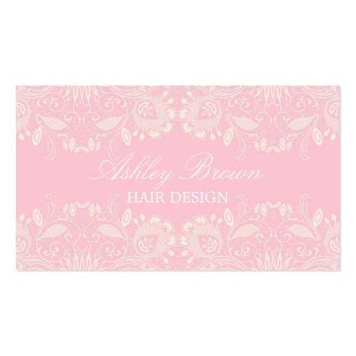 Pink & White Vintage Lace Business Card (front side)