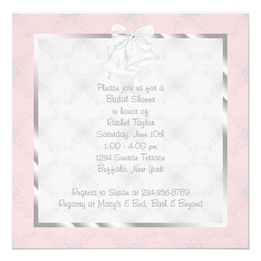 Pink White Wedding Dress Bridal Shower Invitations