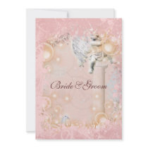 Pink white wedding whimsical elegant personalized invitation