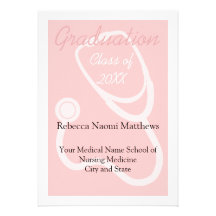Pink/White Women's Health Graduation Announcement