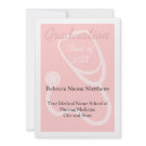 Pink/White Women's Health Graduation Announcement invitation