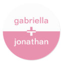 Pink white yin yang plus custom name favor seal sticker