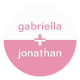 Pink white yin yang plus custom name favor seal round stickers