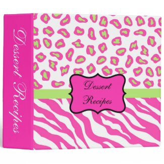 Pink & White Zebra & Cheeta Skin Album 3 Ring Binder