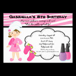 Pink & White Zebra Girls Spa Invite invitations
