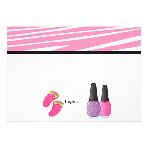 Pink & White Zebra Girls Spa Invite