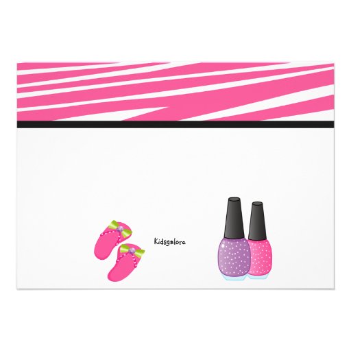 Pink & White Zebra Girls Spa Invite