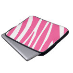 Pink white zebra stripe fun stylish laptop sleeve