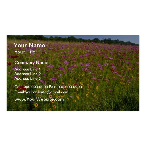 Pink Wildflowers, central Virginia flowers Business Card Templates (front side)