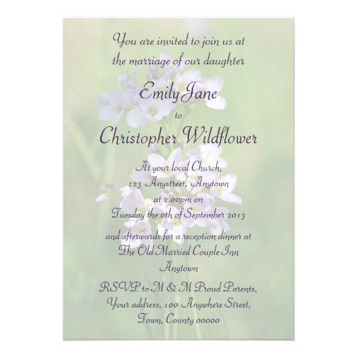 Pink wildflowers wedding invitation
