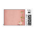 Pink Wildlowers on Burgundy Wedding Stamps