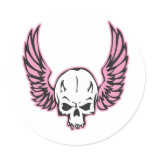 pink winged skull stickers