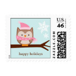 Pink Winter Owl Custom Postage