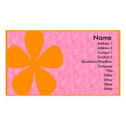 Pink with Big Orange Flower Business Cards (front side)
